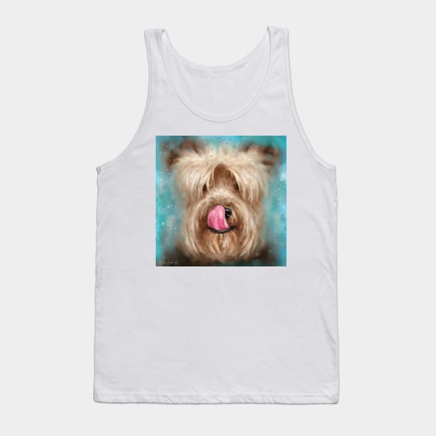 Painting of an Adorable Yorkshire Terrier with its Tongue out Tank Top by ibadishi